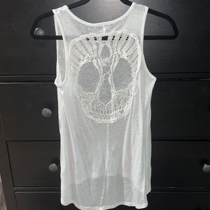 Crocheted white skull tank top